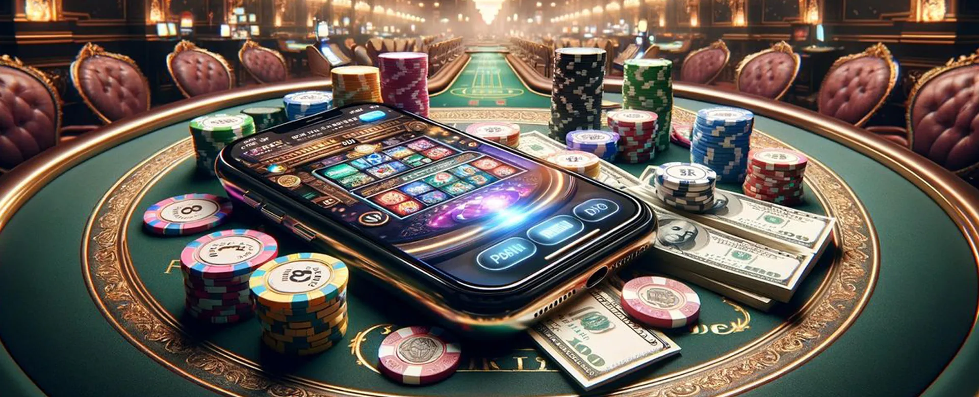 Skyph Live Casino dealer presenting cards, with vibrant golden lighting